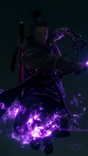 Sekiro: Shadows Die Twice character with purple energy