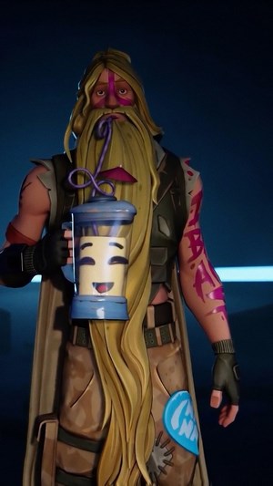 Bunker Jonesy from Fortnite holding a smoothie cup