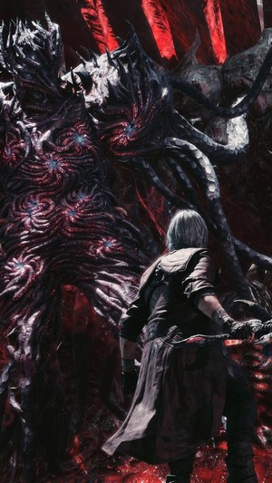 Dante from Devil May Cry 5 fighting Urizen