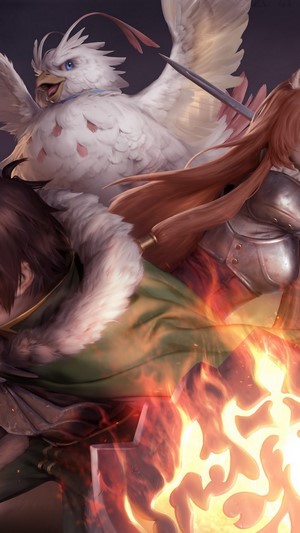 Naofumi, Raphtalia, and Filo from The Rising of the Shield Hero