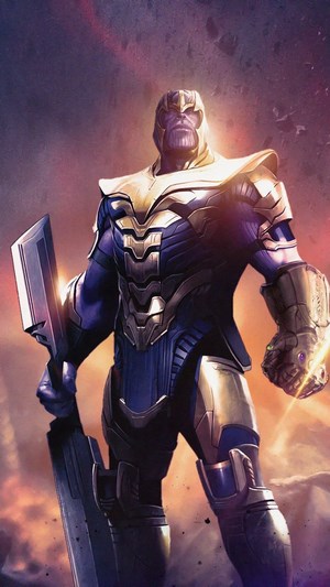 Thanos from Avengers: Endgame holding a sword