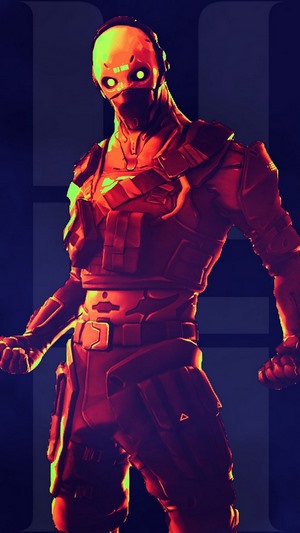Fortnite character with glowing eyes