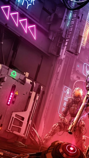 Cyberpunk Soldier in Neon City