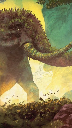 Fantasy War Elephant Covered in Greenery
