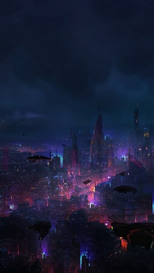 Cyberpunk City Night Scenery Sci-Fi