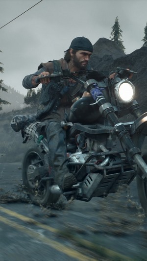 Deacon St. John riding a motorcycle in Days Gone