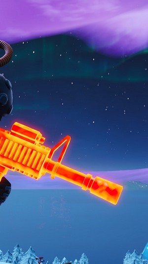 Fortnite weapon with glowing orange effect
