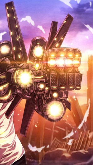 Genos from One Punch Man with mechanical arm