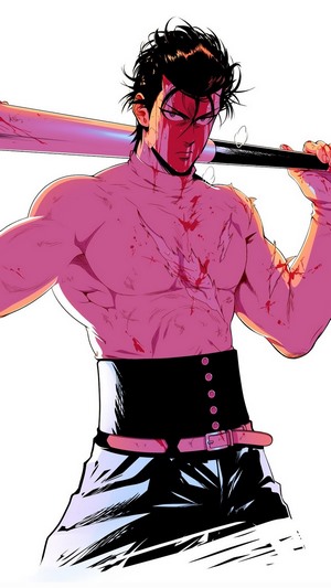 Metal Bat from One Punch Man holding a baseball bat