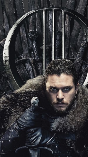 Jon Snow from Game of Thrones on the Iron Throne