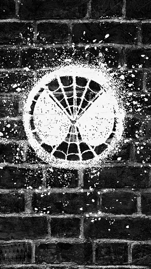Spider-Man: Far From Home logo on brick wall