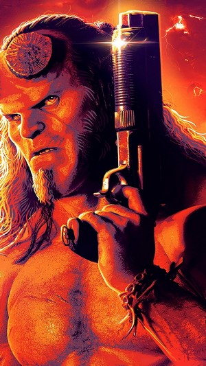 Hellboy holding a gun