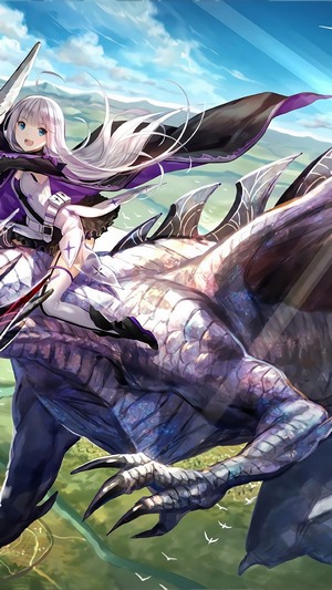 Anime girl riding a dragon