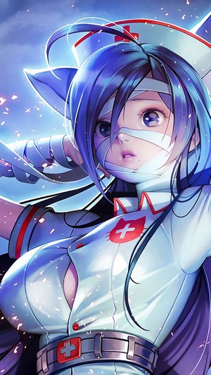 Anime nurse girl with bandages
