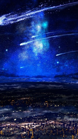 Night, Sky, Scenery, Comet, Anime HD HD Phone Wallpaper | Rare Gallery