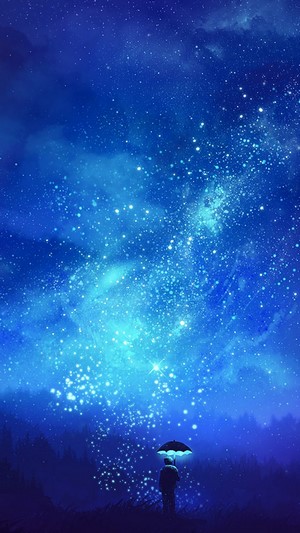 Night Sky Stars Scenery Anime