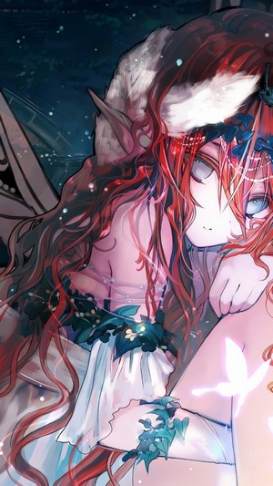 Anime girl with fox ears and wings