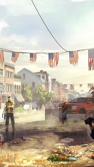 The Division 2 street scene with armed men