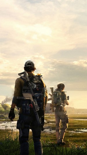 Two soldiers from The Division 2 in a field