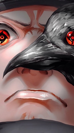 Shisui Uchiha with Mangekyo Sharingan and Crow