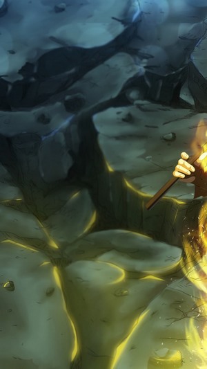 Sasuke Uchiha from Naruto holding a torch