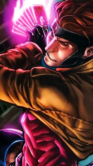 Gambit from X-Men holding cards