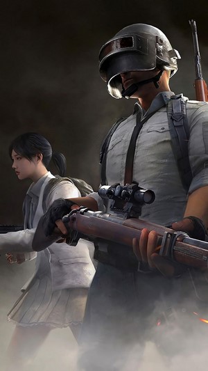 Characters from PlayerUnknown's Battlegrounds with rifles