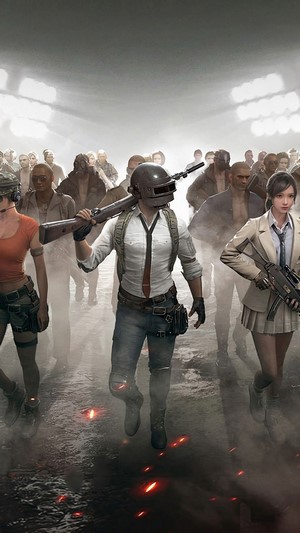 PlayerUnknown's Battlegrounds characters in a stadium
