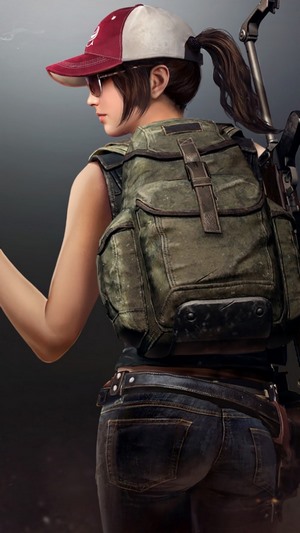 Girl with backpack and shotgun from PUBG