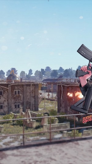 Anime girl with gun in PlayerUnknown's Battlegrounds