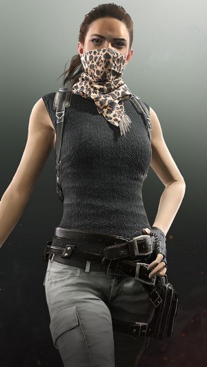 Girl from PUBG wearing leopard print bandana and tactical gear