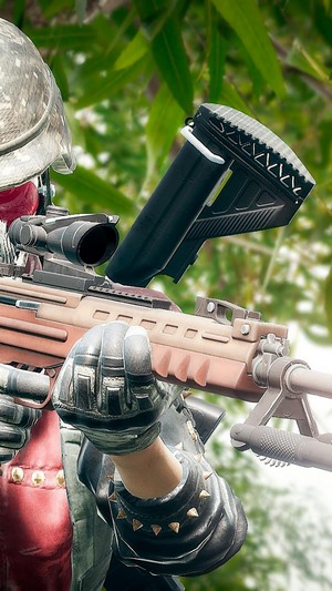 PlayerUnknown's Battlegrounds character with rifle