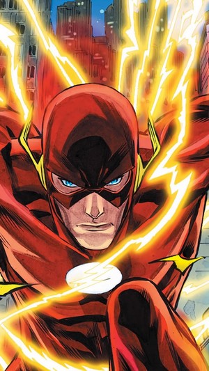 The Flash running with lightning