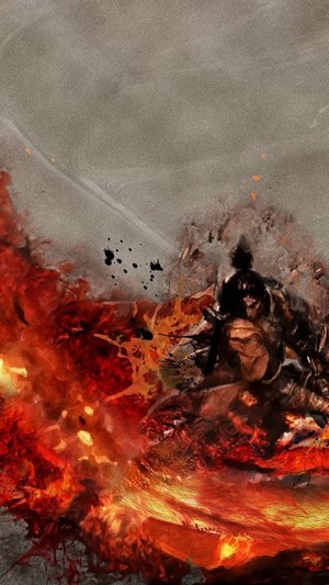 Sekiro: Shadows Die Twice character in flames