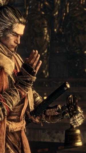 Sekiro: Shadows Die Twice character with sword and bell