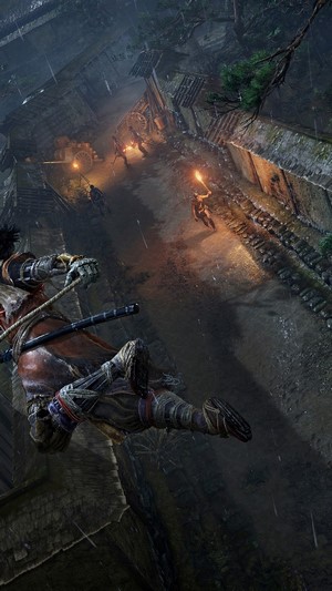 Sekiro: Shadows Die Twice character in mid-air