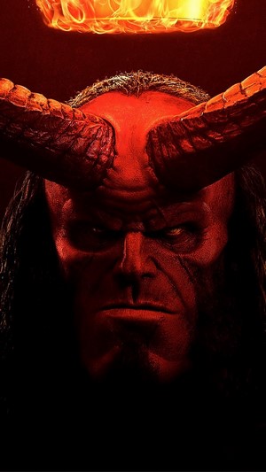 Hellboy with horns and fire crown