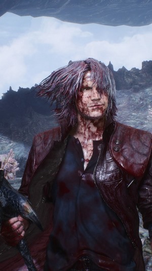 Dante from Devil May Cry 5 covered in blood