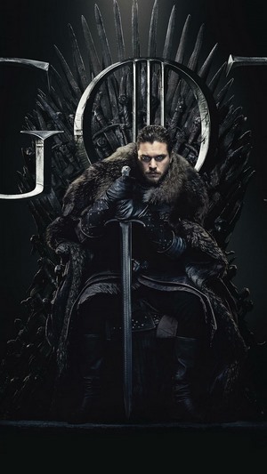 Jon Snow from Game of Thrones on the Iron Throne