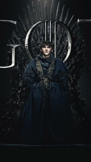 Bran Stark from Game of Thrones on the Iron Throne