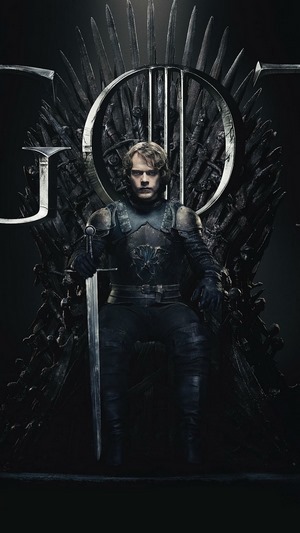 Theon Greyjoy from Game of Thrones on the Iron Throne