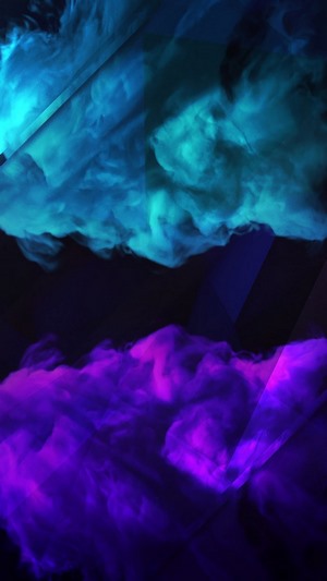 Abstract blue and purple smoke with geometric overlay