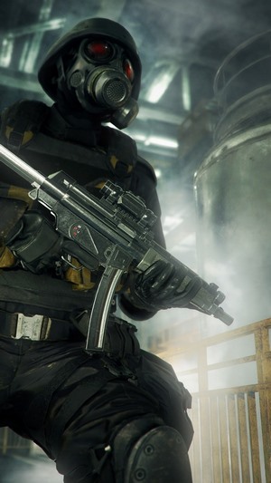 HUNK from Resident Evil 2 with a rifle