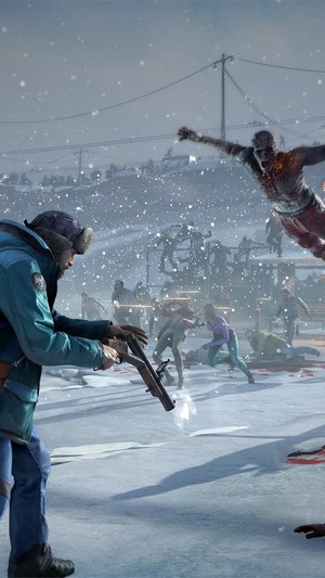 World War Z game scene with zombies and survivors