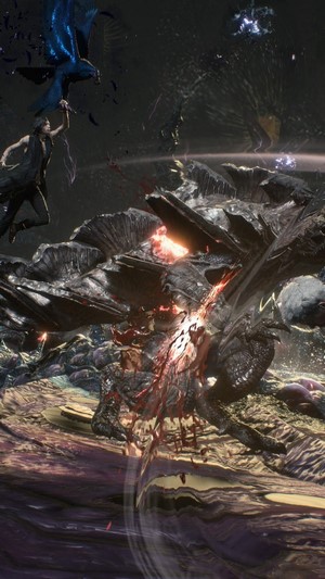 Nero and V from Devil May Cry 5 fighting a demon