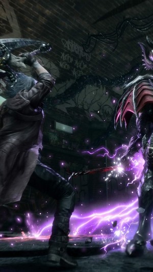 Dante fighting a demon in Devil May Cry 5