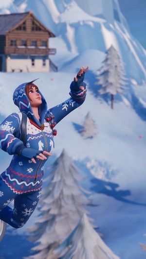 Fortnite Battle Royale character on Driftboard in winter