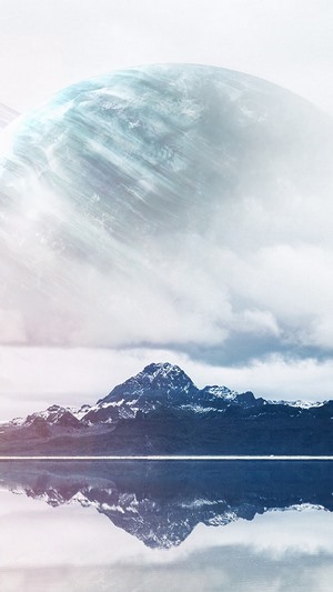 Planet and Mountain Reflection Landscape