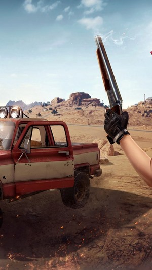 PlayerUnknowns Battlegrounds shotgun firing from a truck