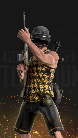PlayerUnknown's Battlegrounds character with rifle and grenade